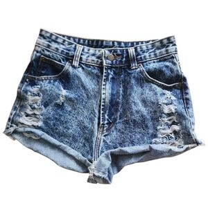 Vintage Baklava Denim Distressed Women Shorts